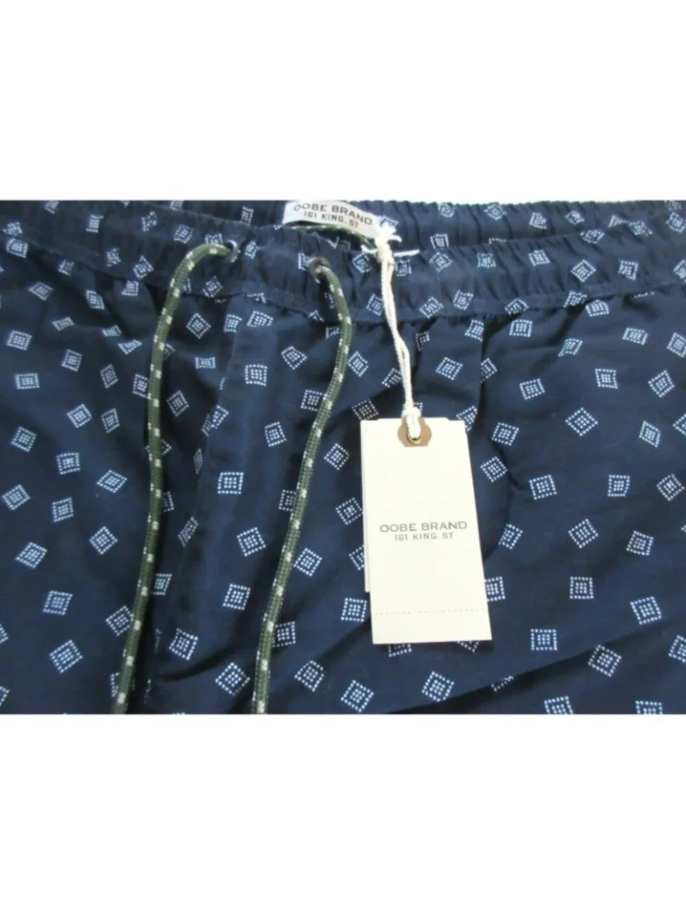Oobe Brand Men's Kona Swim Trunks Navy Blue White Dotted Squares Sizes NWT